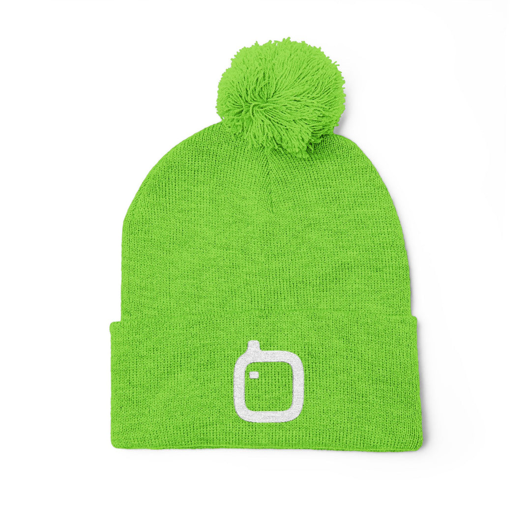 GloFlo Cozy Pom-Pom Knit Cap, Embroidered Beanie for Winter, Perfect Gift for Friends, Casual Knitted Hat, Great for Outdoor Activities
