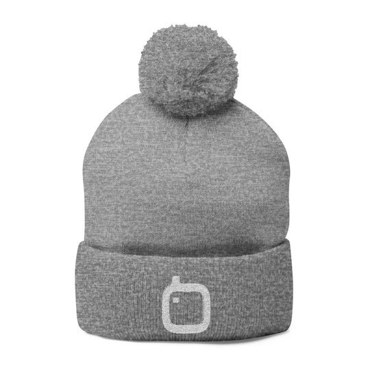 GloFlo Cozy Pom-Pom Knit Cap, Embroidered Beanie for Winter, Perfect Gift for Friends, Casual Knitted Hat, Great for Outdoor Activities