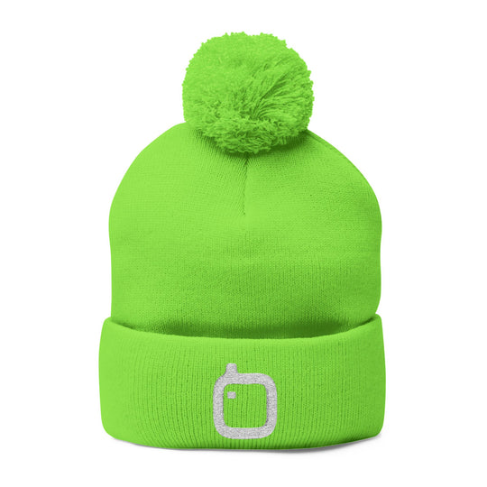 GloFlo Cozy Pom-Pom Knit Cap, Embroidered Beanie for Winter, Perfect Gift for Friends, Casual Knitted Hat, Great for Outdoor Activities