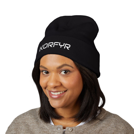 KORFYR Classic Cuffed Beanie - Cozy Embroidered Hat for Winter, Fashion Accessory, Streetwear Style, Gift for Him/Her, Casual Headwear