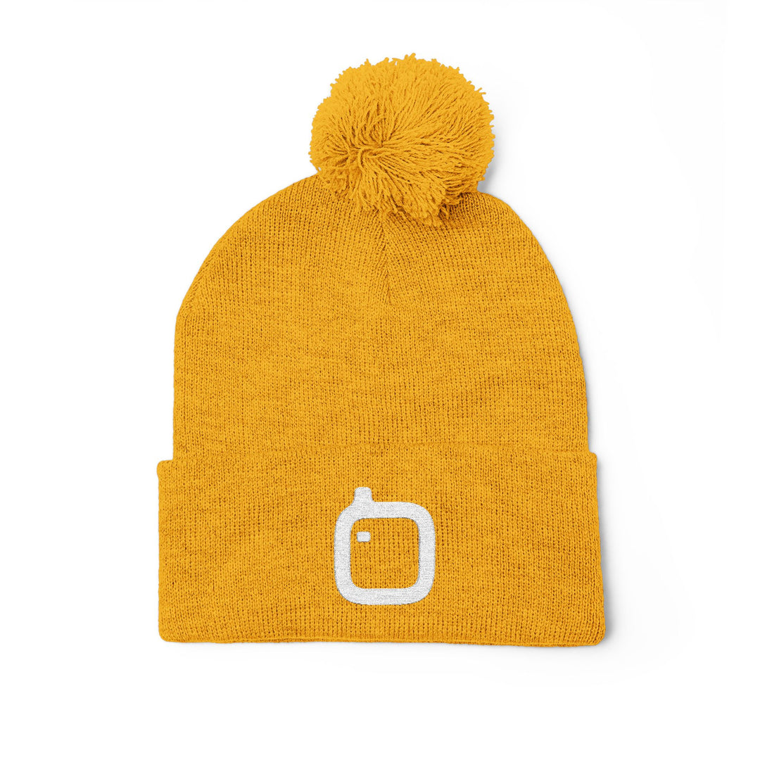 GloFlo Cozy Pom-Pom Knit Cap, Embroidered Beanie for Winter, Perfect Gift for Friends, Casual Knitted Hat, Great for Outdoor Activities