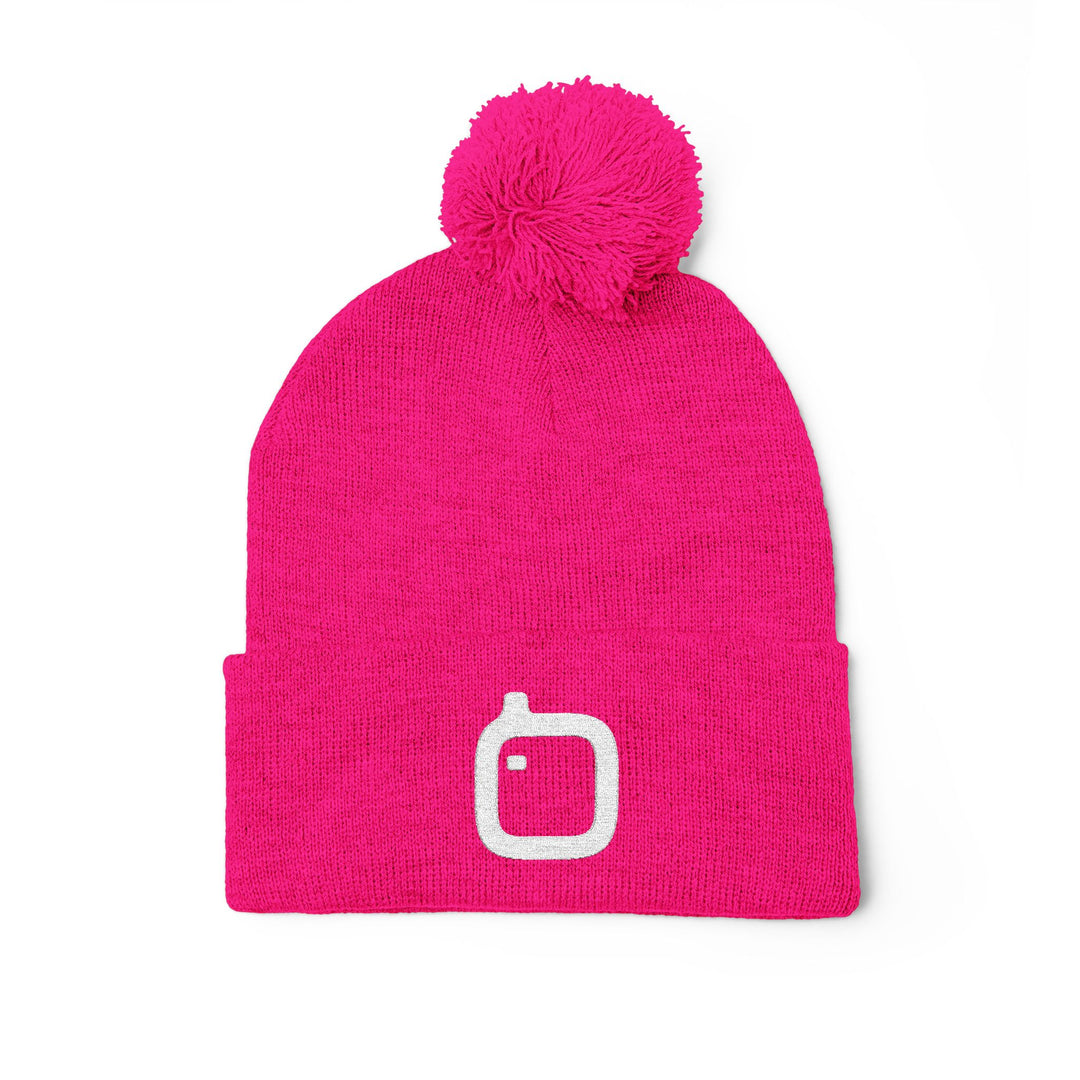 GloFlo Cozy Pom-Pom Knit Cap, Embroidered Beanie for Winter, Perfect Gift for Friends, Casual Knitted Hat, Great for Outdoor Activities