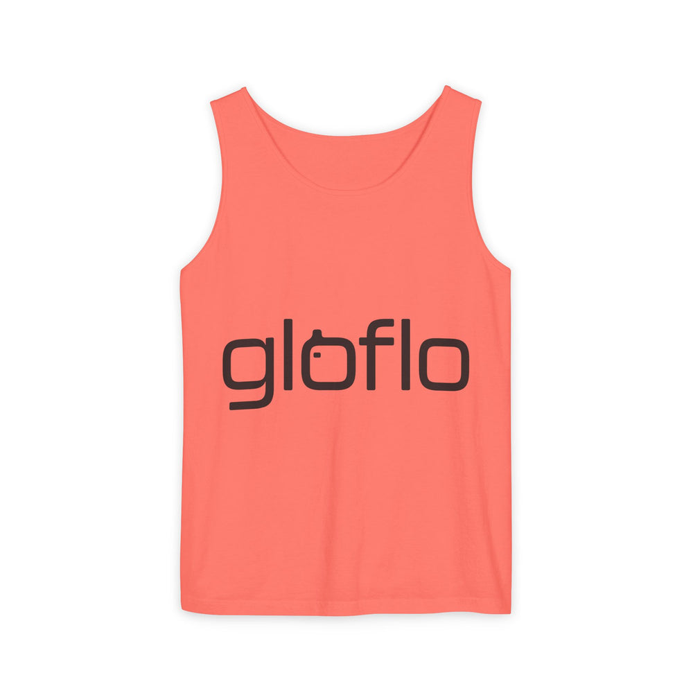 GloFlo Unisex Garment-Dyed Tank Top with Minimalist Logo Design, Summer Essential, Casual Wear, Vacation Outfit, Gift for Him/Her