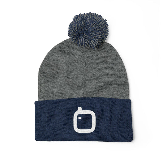 GloFlo Cozy Pom-Pom Knit Cap, Embroidered Beanie for Winter, Perfect Gift for Friends, Casual Knitted Hat, Great for Outdoor Activities