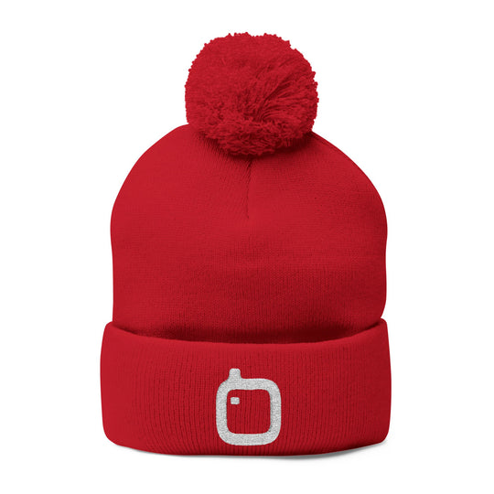 GloFlo Cozy Pom-Pom Knit Cap, Embroidered Beanie for Winter, Perfect Gift for Friends, Casual Knitted Hat, Great for Outdoor Activities