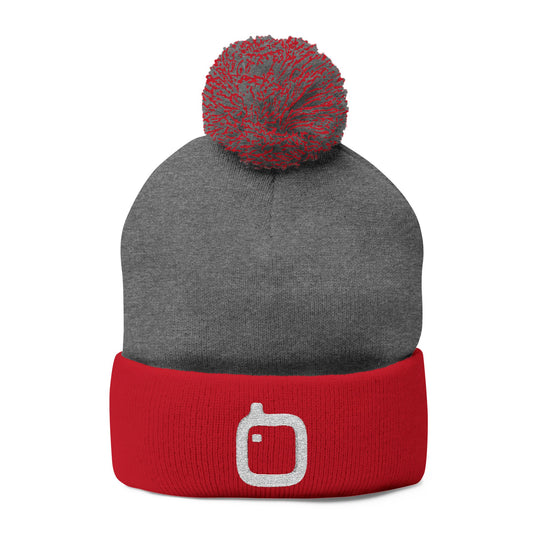 GloFlo Cozy Pom-Pom Knit Cap, Embroidered Beanie for Winter, Perfect Gift for Friends, Casual Knitted Hat, Great for Outdoor Activities