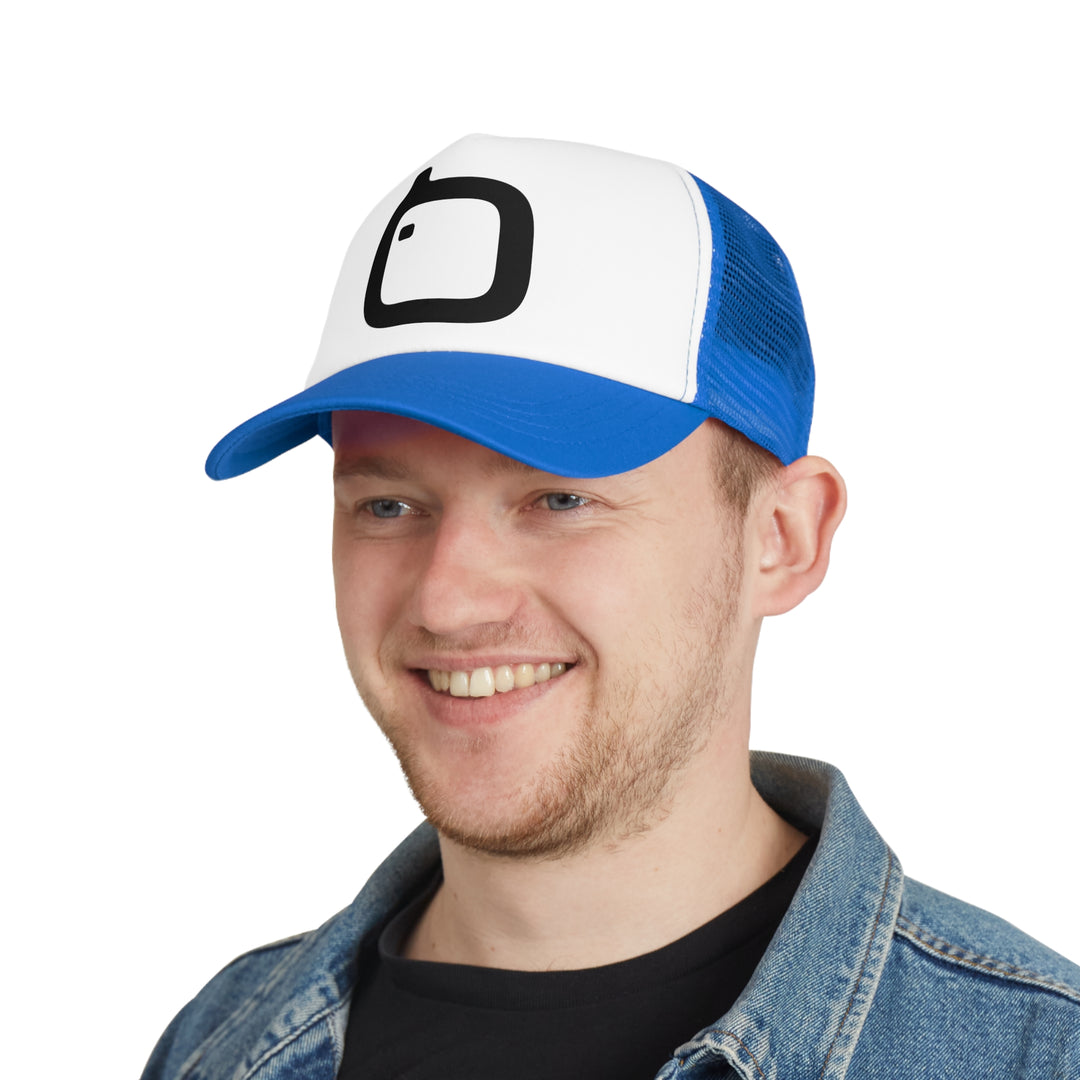 GloFlo Stylish Mesh Cap with Icon, Trendy Trucker Hat for Summer, Outdoor Activities, Casual Wear, Gift for Hat Lovers, Festival Accessory