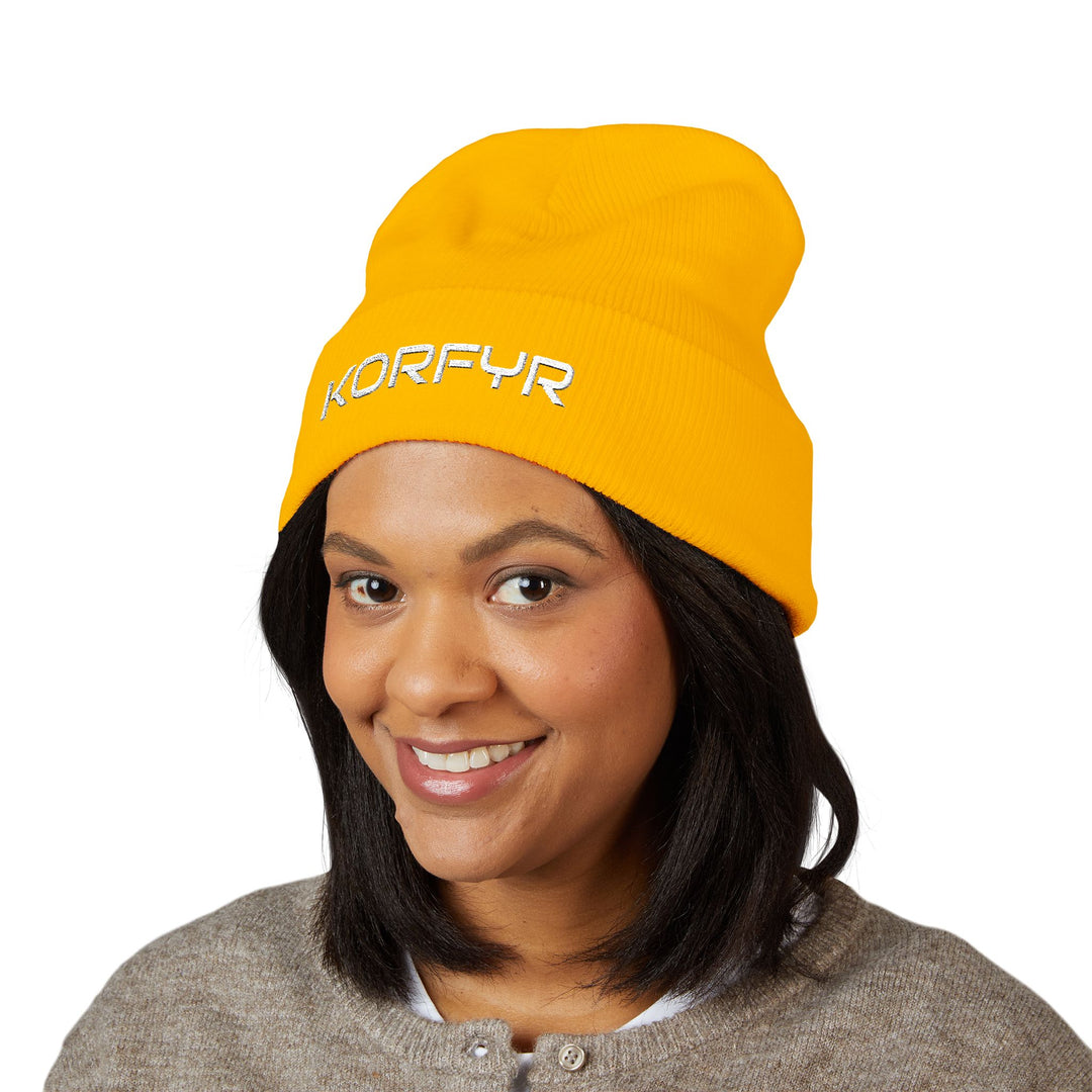 KORFYR Classic Cuffed Beanie - Cozy Embroidered Hat for Winter, Fashion Accessory, Streetwear Style, Gift for Him/Her, Casual Headwear