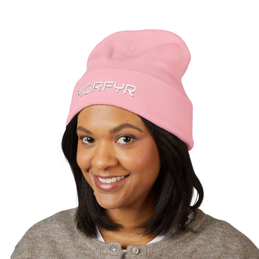 KORFYR Classic Cuffed Beanie - Cozy Embroidered Hat for Winter, Fashion Accessory, Streetwear Style, Gift for Him/Her, Casual Headwear