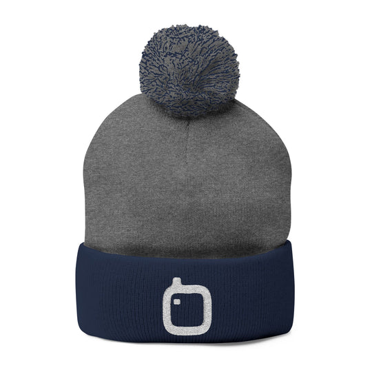 GloFlo Cozy Pom-Pom Knit Cap, Embroidered Beanie for Winter, Perfect Gift for Friends, Casual Knitted Hat, Great for Outdoor Activities