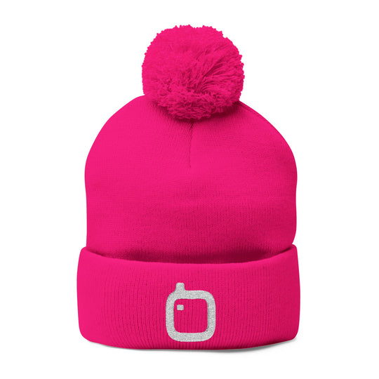 GloFlo Cozy Pom-Pom Knit Cap, Embroidered Beanie for Winter, Perfect Gift for Friends, Casual Knitted Hat, Great for Outdoor Activities