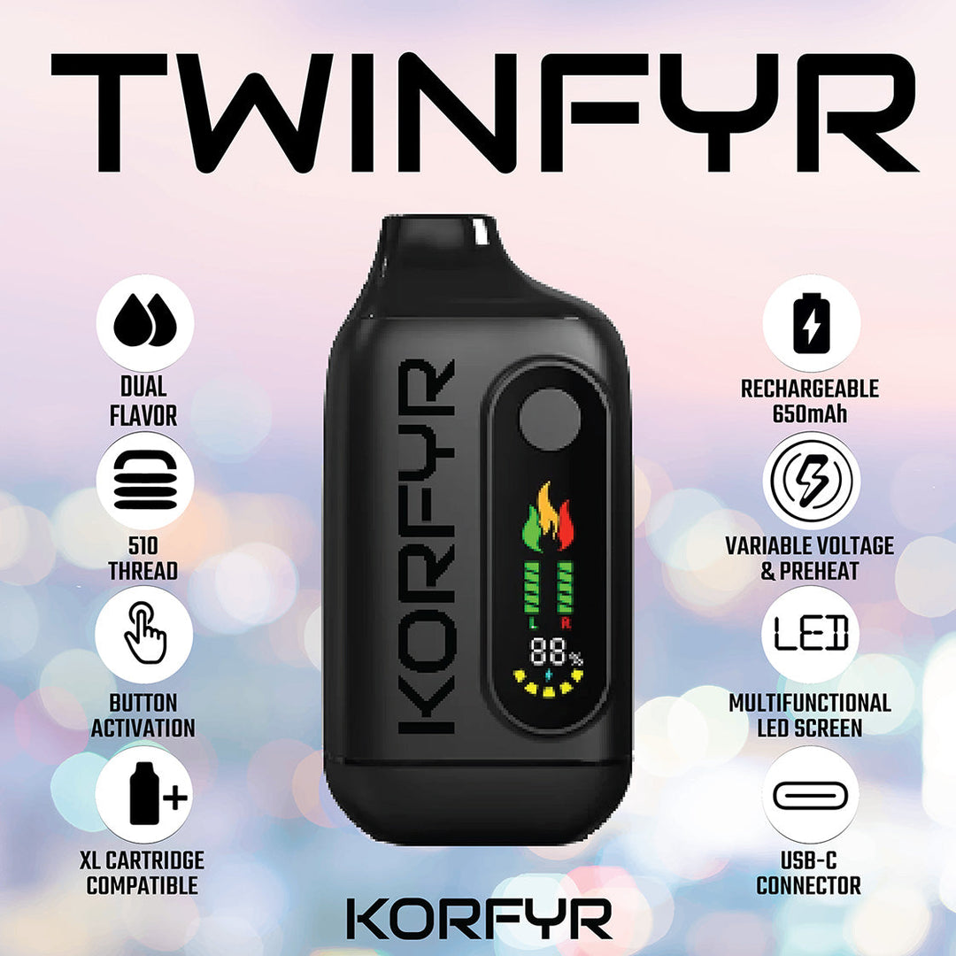 TWINFYR Dual-Flavor 510-Thread 650mAh Battery (Black) - PACK OF 5